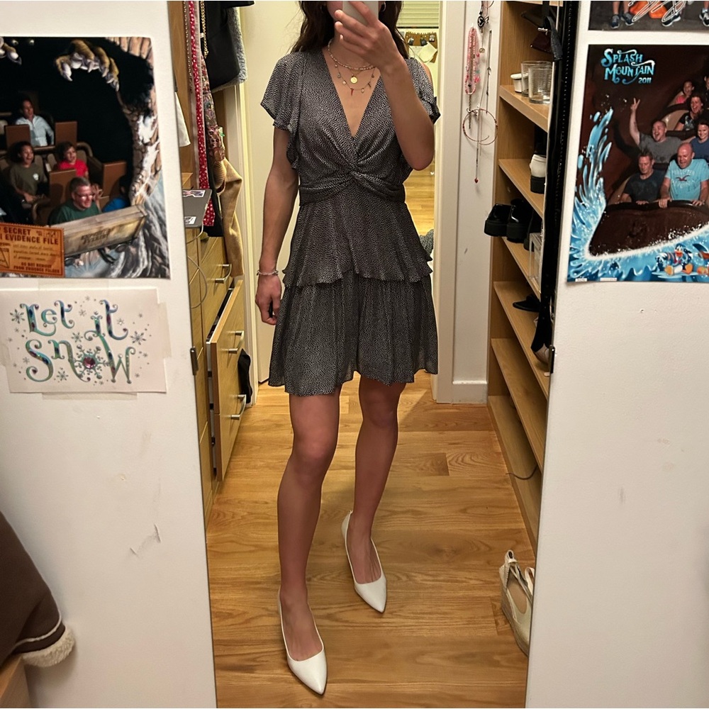 ALC POLKA DOT RUFFLE MINI DRESS